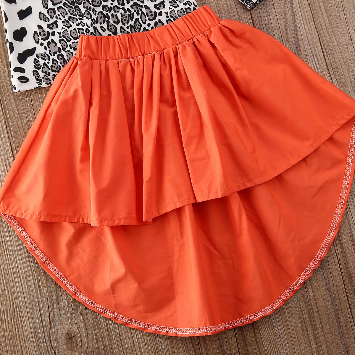 Детская футболка с длинным рукавом и леопардовой юбкой|Комплекты одежды для