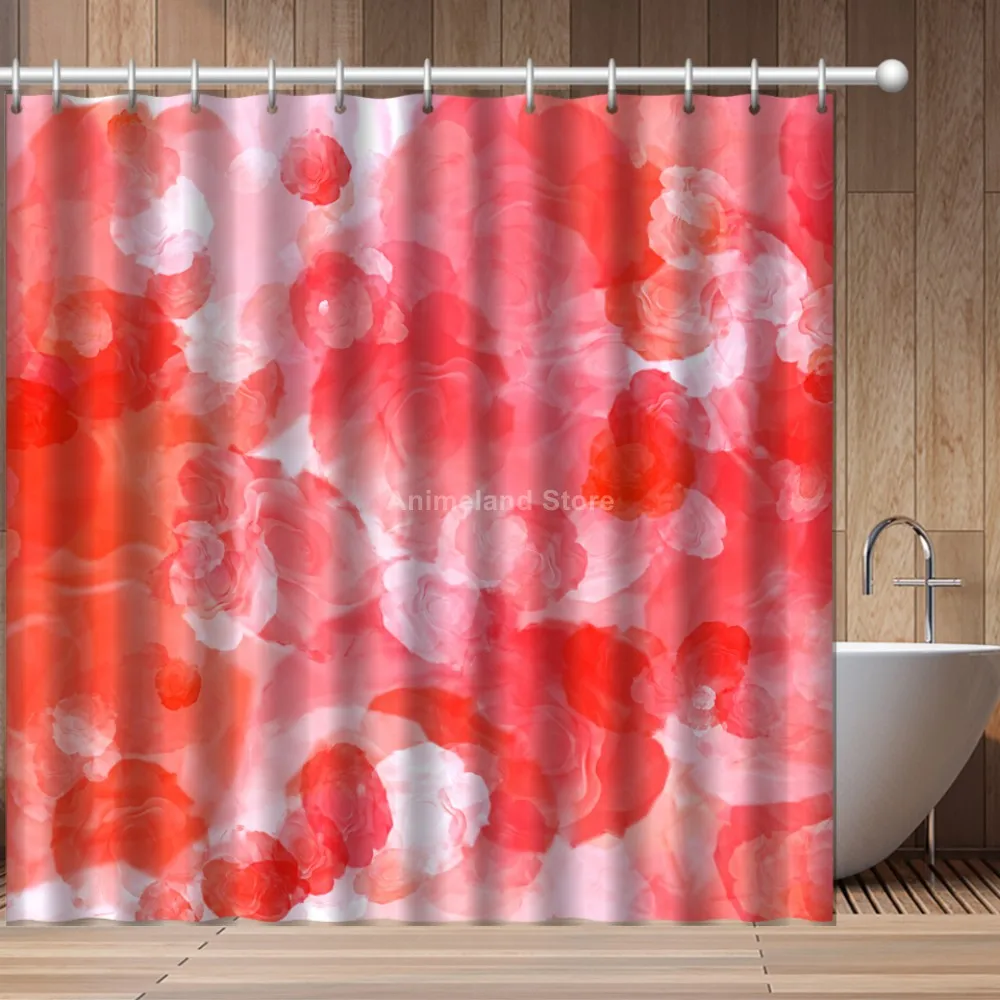 

Red Flower Rose Panda Fashion 3D Print Shower Curtain Bathroom Set With Waterproof Hook Bath Curtains Cartoon Kids African Funny