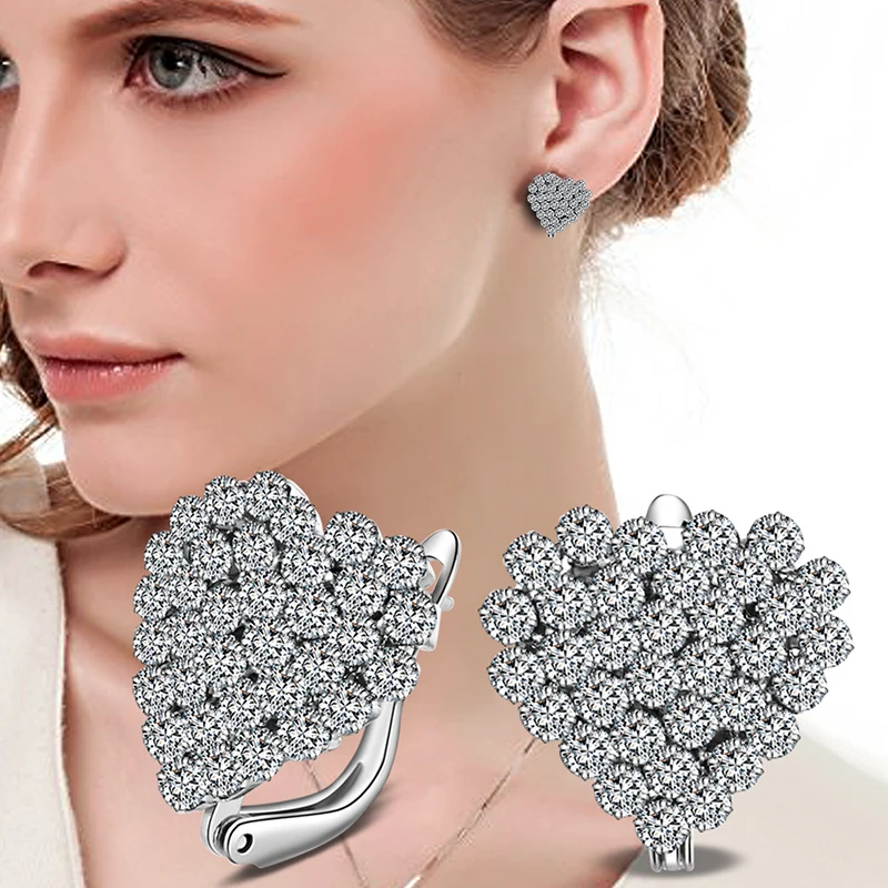 Женские модные серьги в форме сердца фигурного кольца с кристаллами блестящие