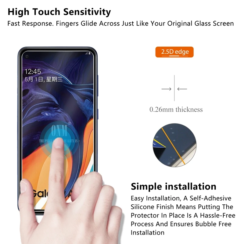 2 шт закаленное стекло для Samsung Galaxy A60 защита экрана 2.5D 9H защитная пленка 6