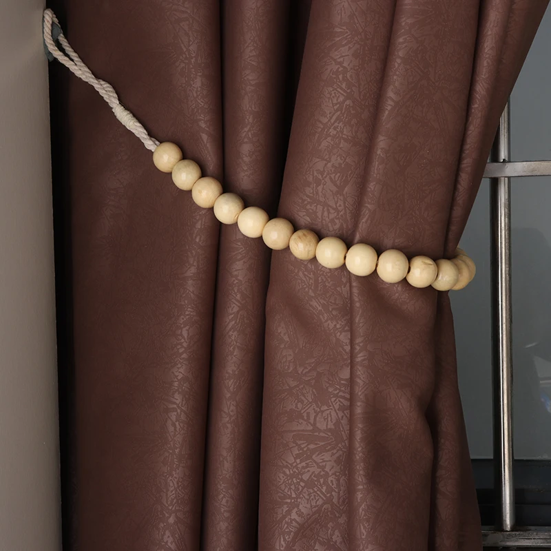 

2PCS Wooden Beads Curtain Tieback Rope Holdback Drape Holder Clip Bedroom Decor For Bedroom Living Room Curtains