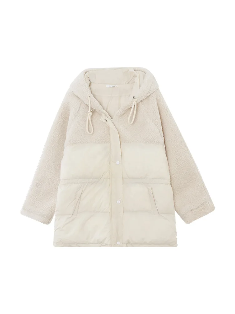 

Jane Deiune 2021 New Autumn Winter Women Korean Style Fashion Patchwork Furry Coat With Hood Lady Warm Loose Casual Casaco