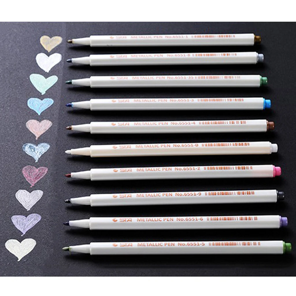 

6/10pcs Metallic Permanent Paint Pens Markers DIY Painting Doodle Highlighters