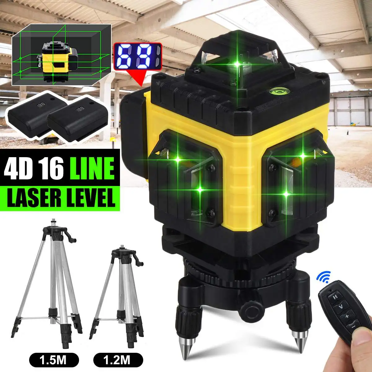 

Уровень лазерный самовыравнивающийся, 16 линий, 360 градусов, с треногой