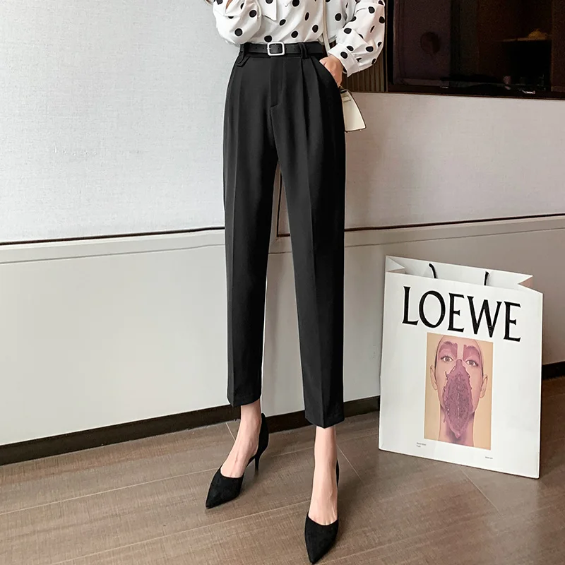 

Limiguyue Black Gray Spring Women Pants Elegant ofiice ladies blazer suit pants high waist breathable slim solid Outwear K257