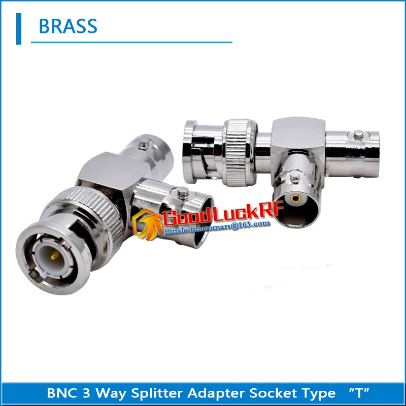 

Q9 BNC Male To 2 Dual BNC Female BNC 3 Way Splitter Adapter Socket Type T Nickel RF Video Coaxial Connector for CCTV Camera