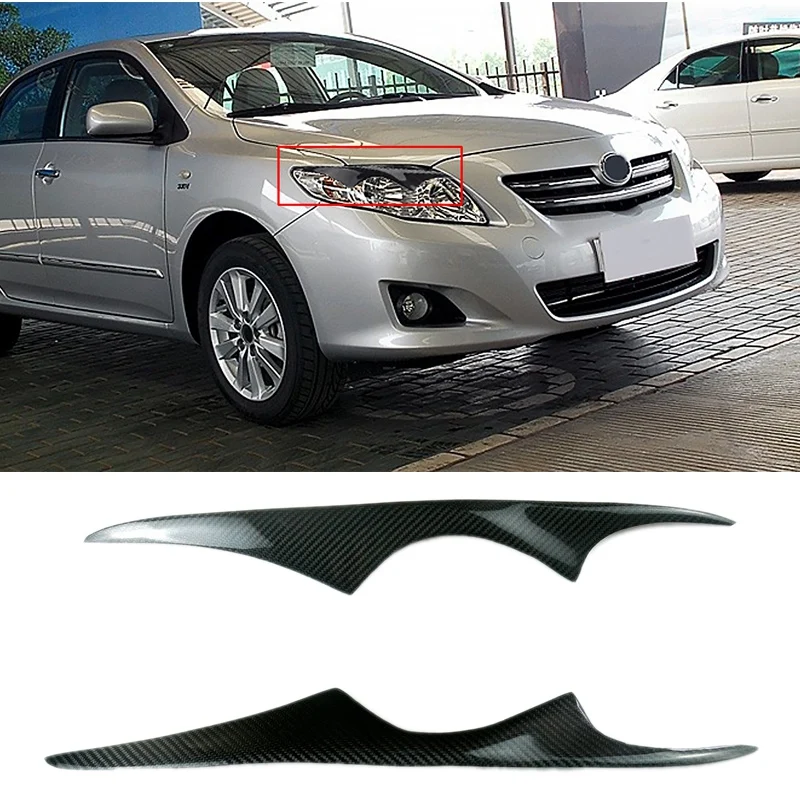 

Car Front Headlight Lamp Eyebrows Eyelids Moulding Cover Trims Carbon Fiber for Toyota Corolla 2003-2008