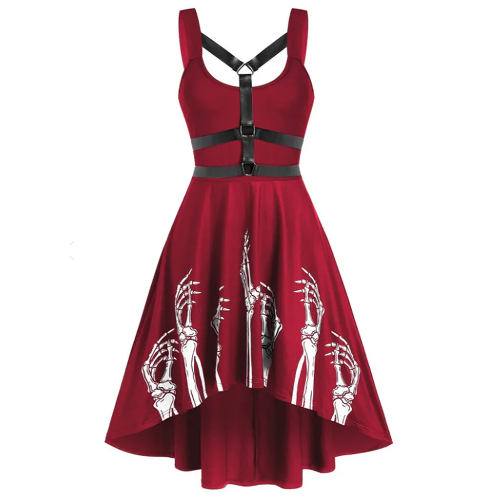 

2020 Vintage Plus Size Gothic Dress Women Short Front Long Back Jurken Halloween Lace Mesh Sling Patchwork Sleeveless Streetwear