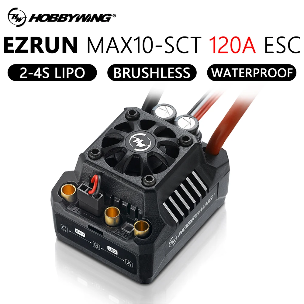 

Hobbywing EZRUN MAX10 SCT 120A Waterproof Brushless ESC Controller with 6.0-7.4V BEC for 36series Motor 1/10 SCT Truck Monster
