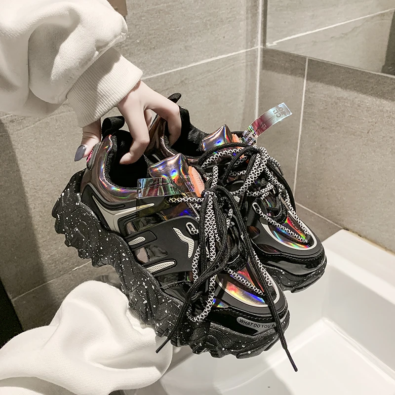 Кроссовки TYDZSMT женские на массивной платформе кроссовки с блестками красные