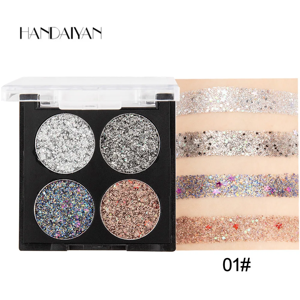 

Silver 4 Colors Shimmer Glitter Eye Shadow Palette Long Lasting Waterproof Eye Pigments Shine Eyeshadow Shimmer Nude Cosmetics