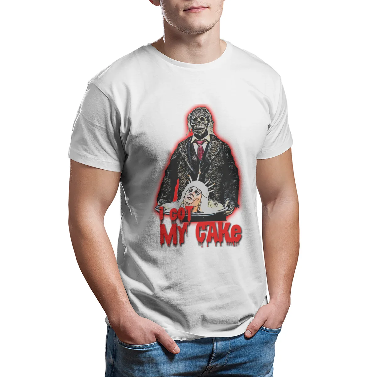 

I Got my Cake Satan teaches Halloween Horror Funny ShortSleeve Summer 2021 style Men Clothing 138759