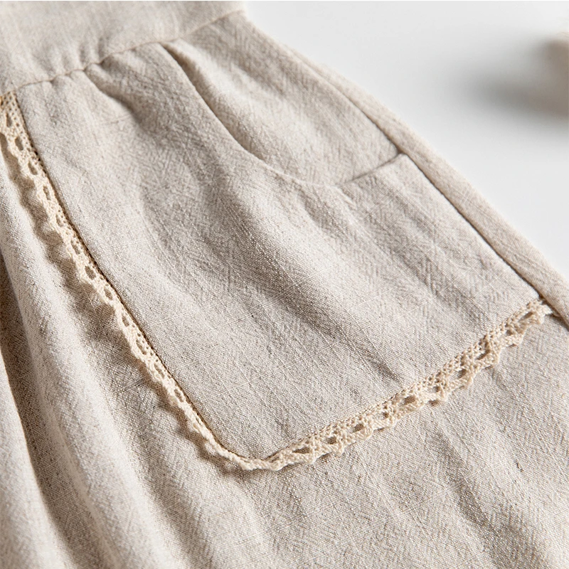 

2021 Dress New Summer Ruffles Sleeves Princess Dress Linen Casual Pocket Dress Sundress Clothes Girls Dress