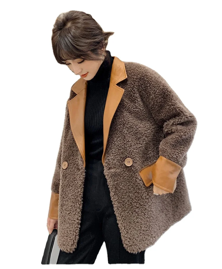 

Wholesale Custom Logo Multi Color Faux Leather And Fur Womens Coats