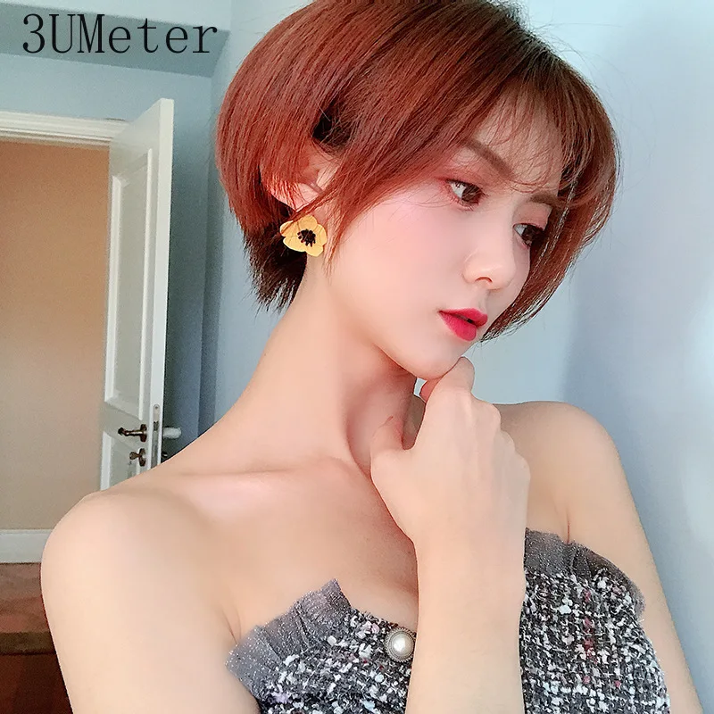 3UMeter 2019 новый желтый серьги милые серии для женщин цветок с подвеской в виде