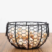 metal wire basket with ceramic hens cover fruit basket egg holder decorative kitchen storage baskets for household items slc88
