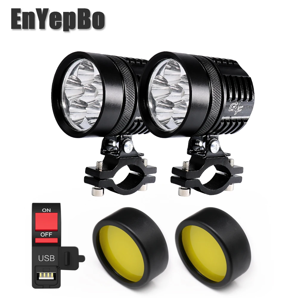 Белый/желтый мотоциклетный светодиодный головной светильник вспомогательная