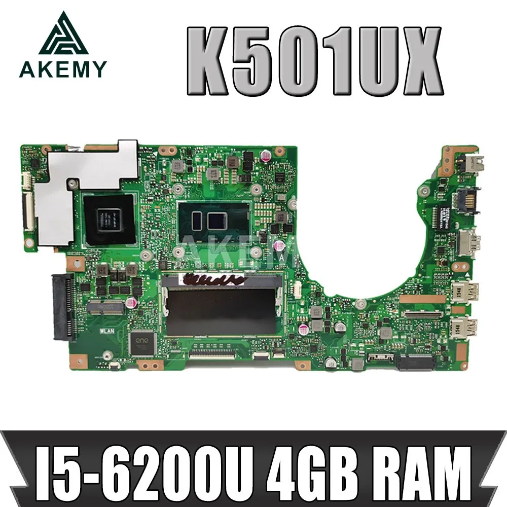 

Материнская плата Akemy K501UX для ноутбука ASUS K501UX K501UB, материнская плата 90MB0A60-R00020 W/ DDR3 4 Гб I5-6200U GTX950M