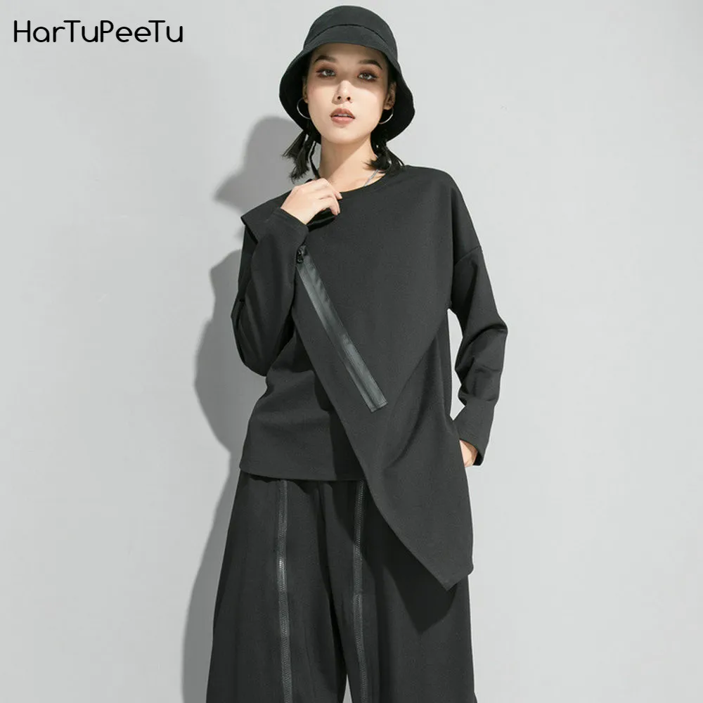 

Женский пуловер с длинным рукавом, осенняя рубашка с асимметричным подолом, украшенная молнией, 2020