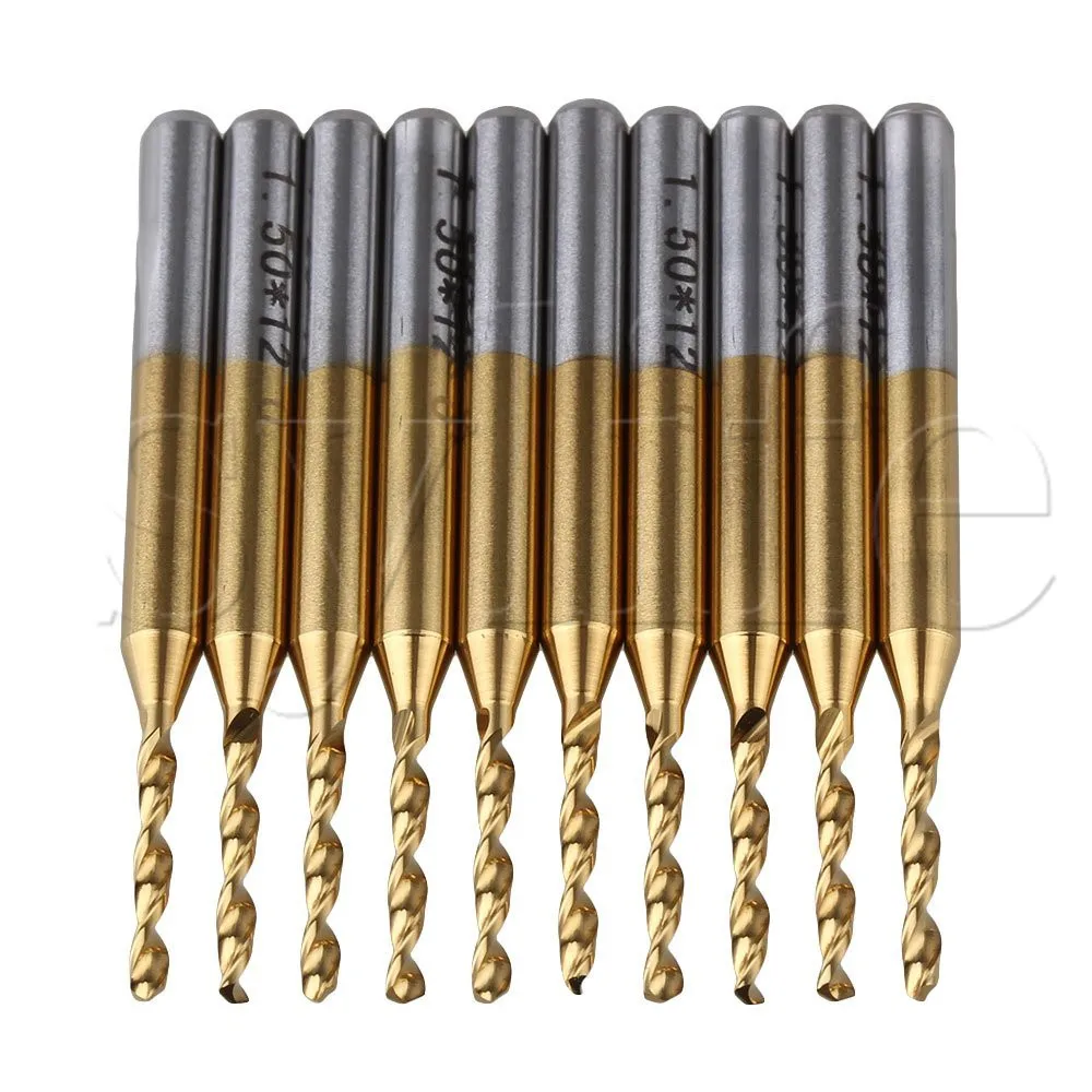 

10pcs 1/8" Titanium Carbide Micro Drill Bit 1.5mm PCB Jewelry Rotary Mill Tool