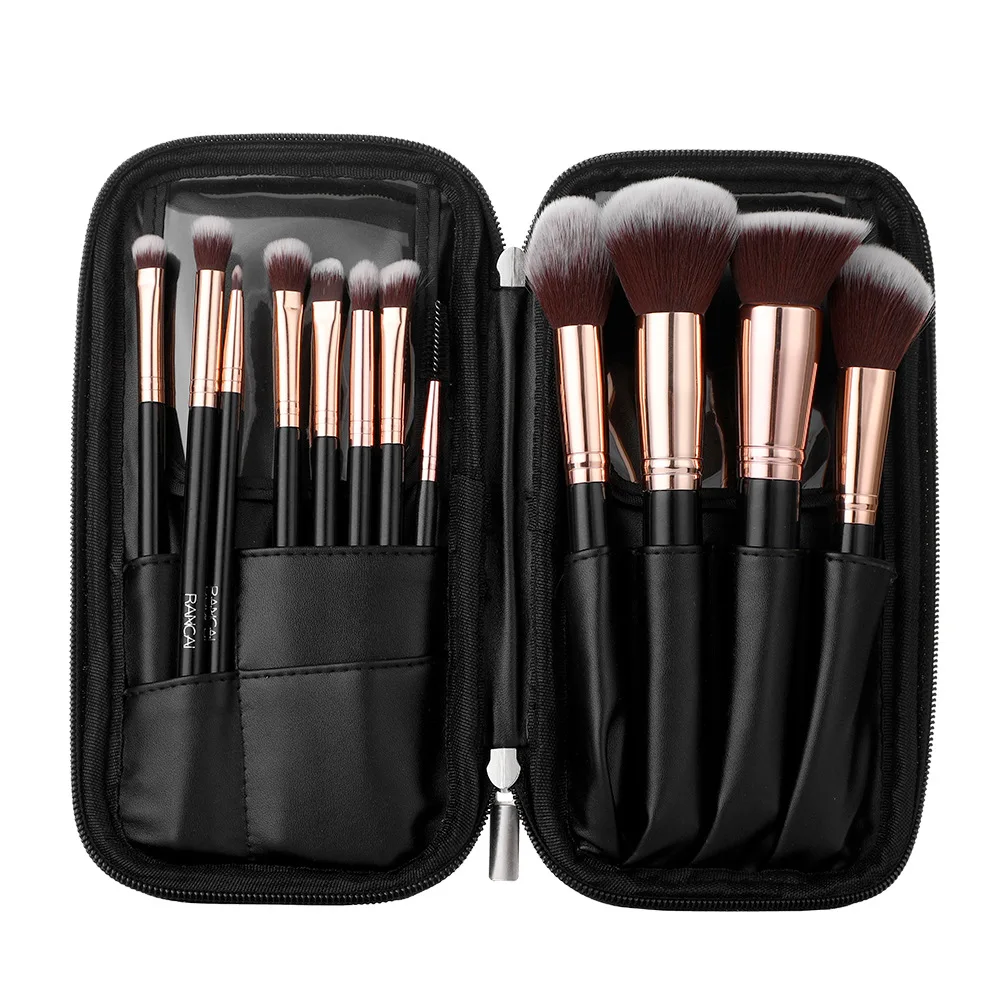 

12Pcs/Set Black Makeup Brushes Set Professional Natural Goat Hair Brushes Foundation Powder Contour Eyeshadow Make Up Brushes