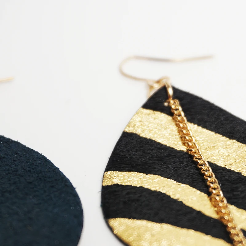 M & G Новые леопардовые серьги с каплями воды для женщин Висячие кожаные перьями