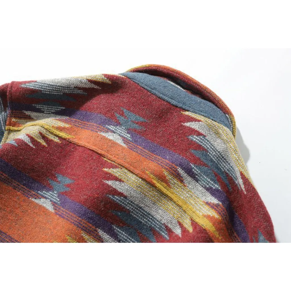 Мужская винтажная, этнический стиль, принт, свободный, длинный рукав, лацканы, повседневные рубашки, хип-хоп принт, уличная, этнический свободный мешковатый Топ 19Sep20