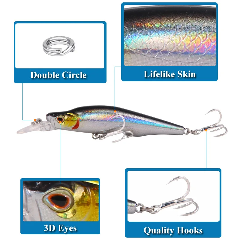 1 шт. рыболовная приманка в форме гольяна 9 г 12 искусственные приманки крючки