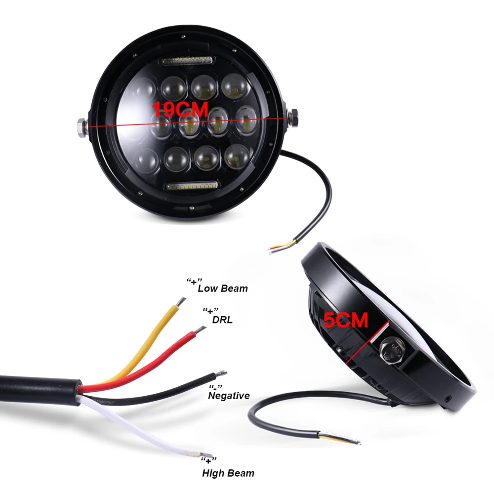 7 Inch Motorcycle LED Headlight Universal Motor 7&quot Round Head Lamp Retro Black Headlamp for Cafe Racer Bobber Honda GS125 CG125 |