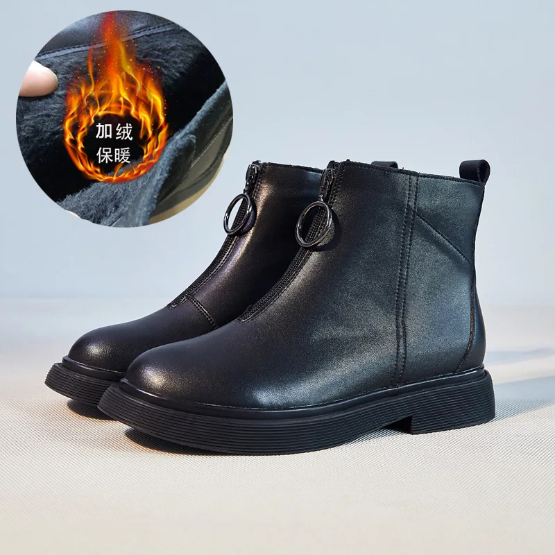 Модные новые женские ботинки Короткие повседневные ботильоны с круглым носком