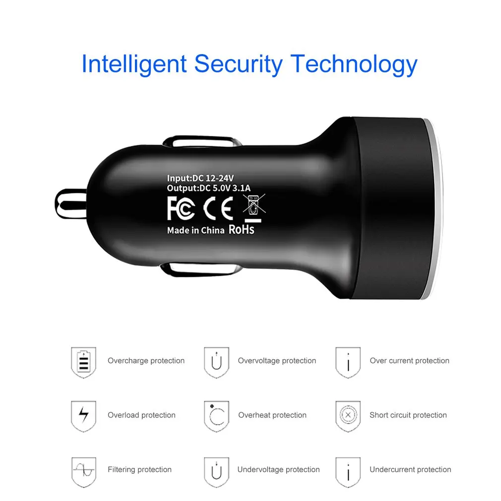 

3.1A LED Display USB Phone Charger Car-Charger for Xiaomi Samsung For iPhone 11 Pro 7 8 Plus Mobile Phone Adapter Car Charger