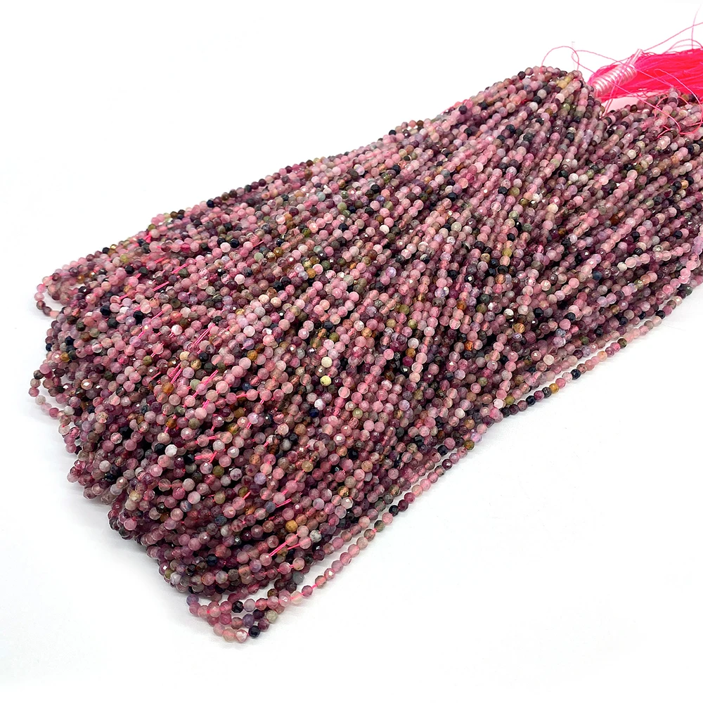 Маленькие бусины из натурального камня турмалины граненые для изготовления