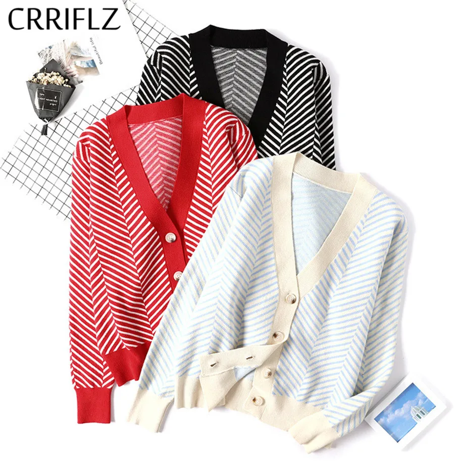 Женский кардиган в Корейском стиле свитер с длинными рукавами и V-образным