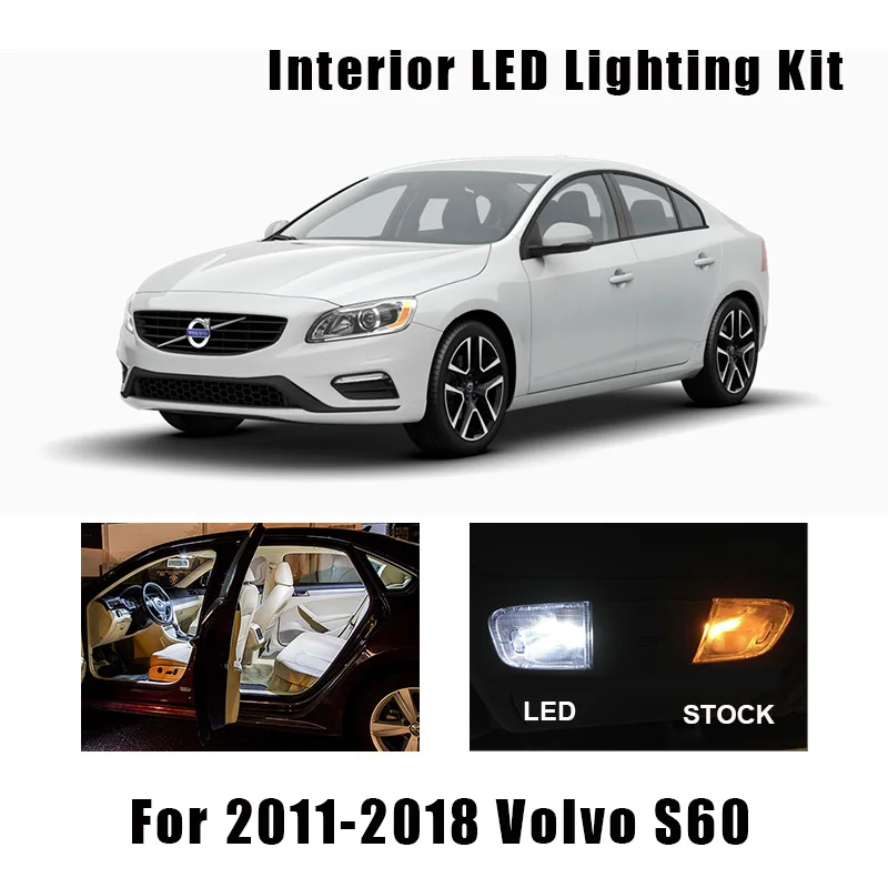 

16pcs White Canbus LED Interior Light Reading Bulbs Kit Fit For Volvo S60 2011-2015 2016 2017 2018 Cargo Courtesy License Lamp