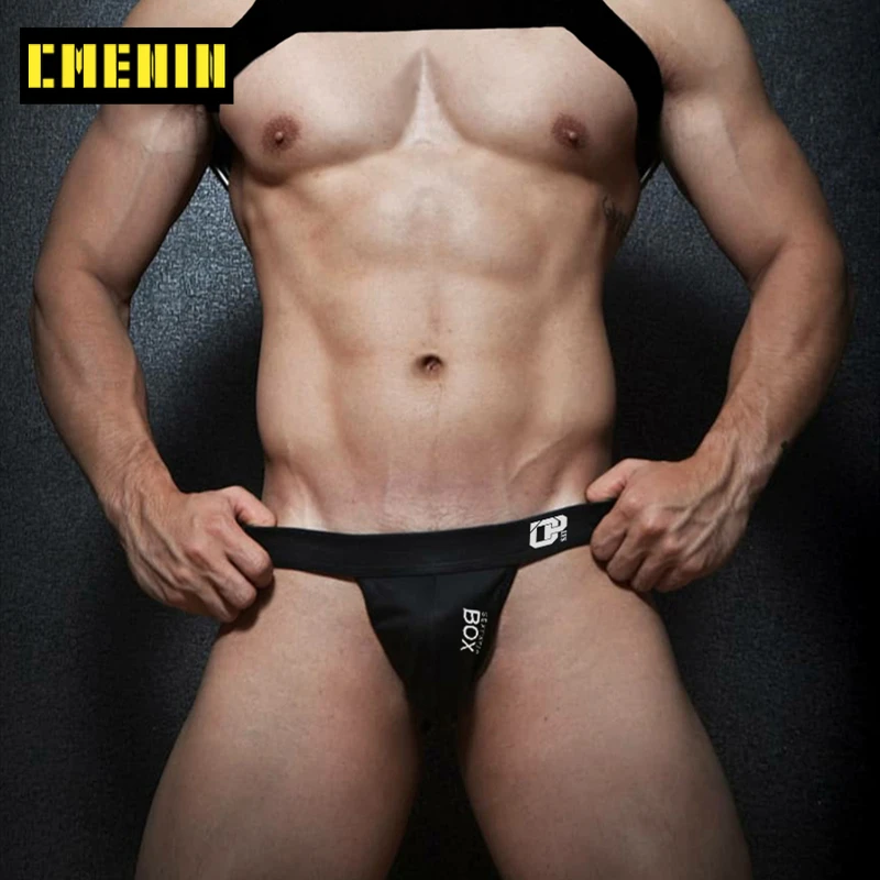 Мужские трусы стринги с мешочком для пениса черные джоки из хлопка бандаж