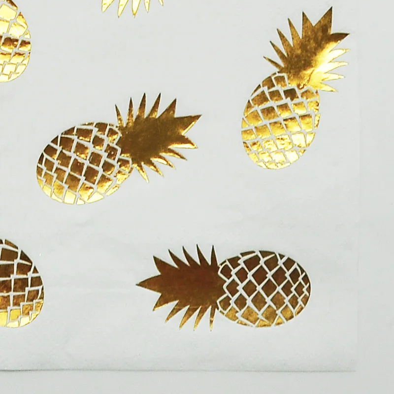 Одноразовая посуда из золотой фольги с ананасами бумажные тарелки для детского