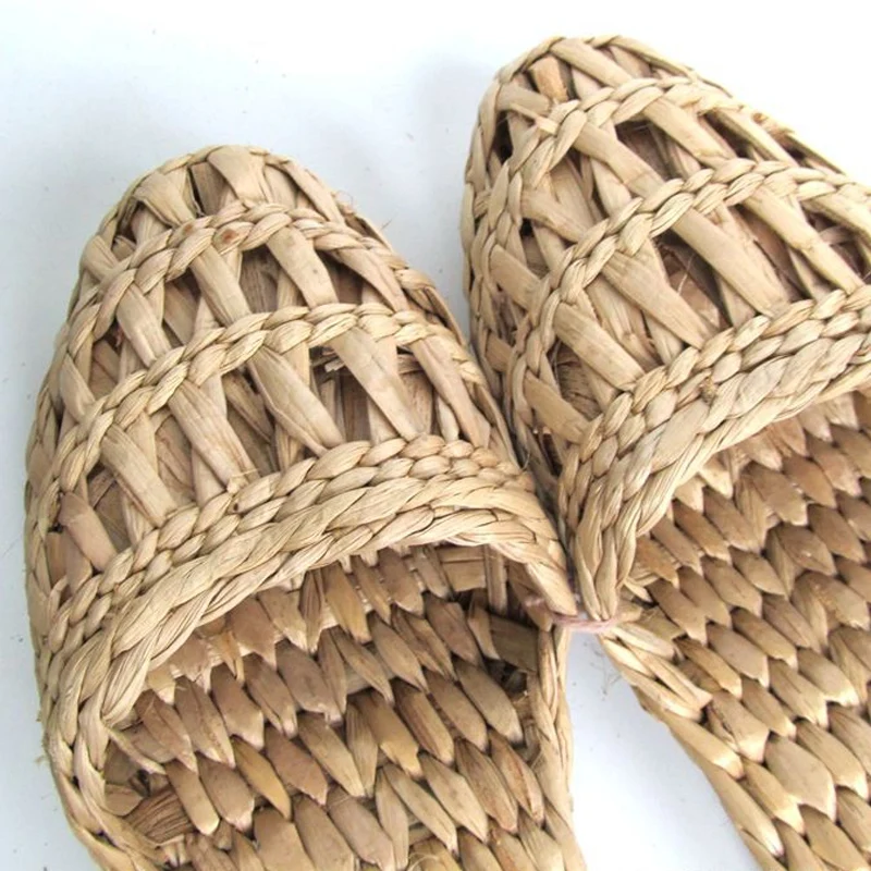 Тапки унисекс плетеные повседневные домашние тапочки пляжная обувь ручная