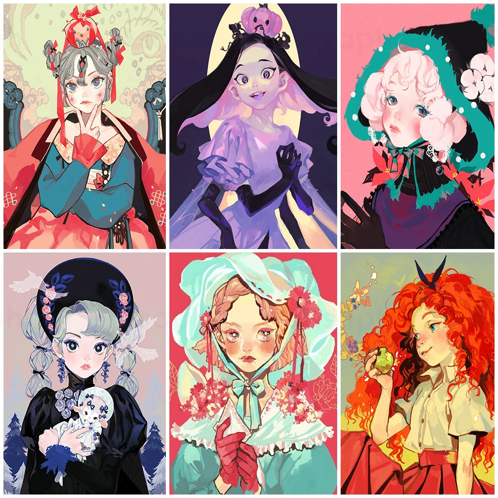 

Diamond Painting 5D Diy Japanese and Korean Illustration Flower Cartoon Girl Cross Stitch Kit Inlaid Rhinestone Decor Painting