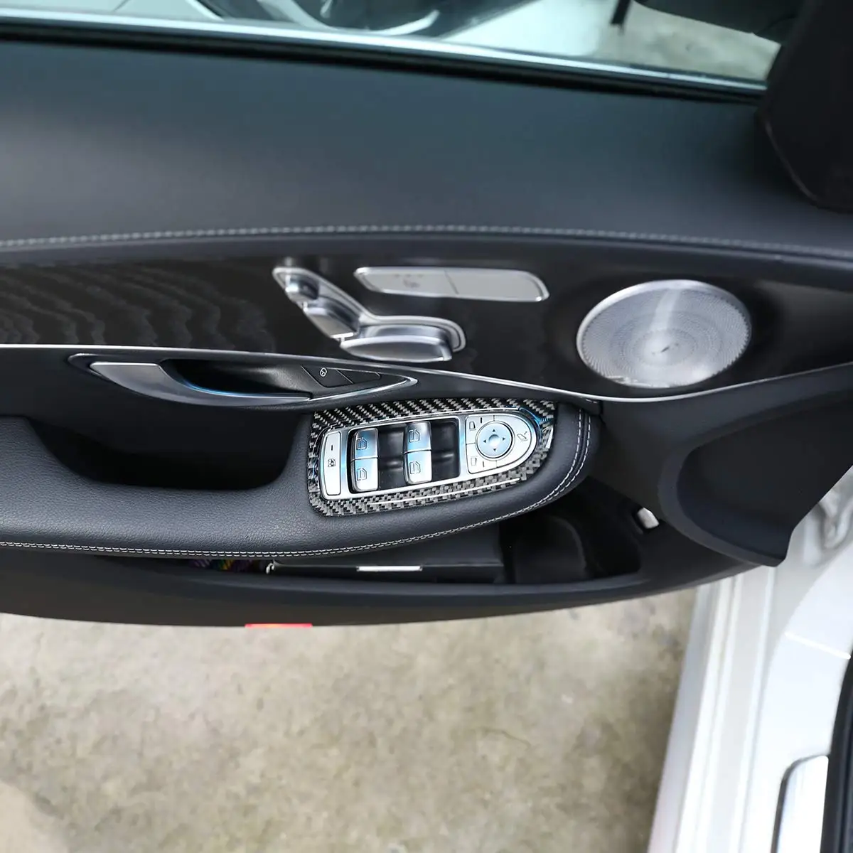 

Soft Carbon Fiber Window Lift Button Frame Cover Trim for Mercedes-Benz GLC X253 C Class W205 2015-2019