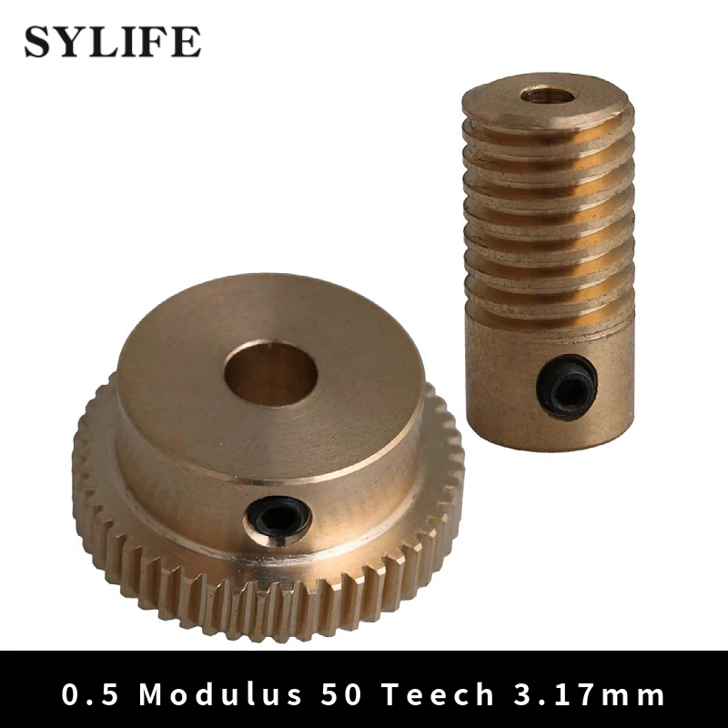 Желтый Модуль 0 5 50 зубьев латунь Червячное колесо передач &amp 3 17 мм диаметр