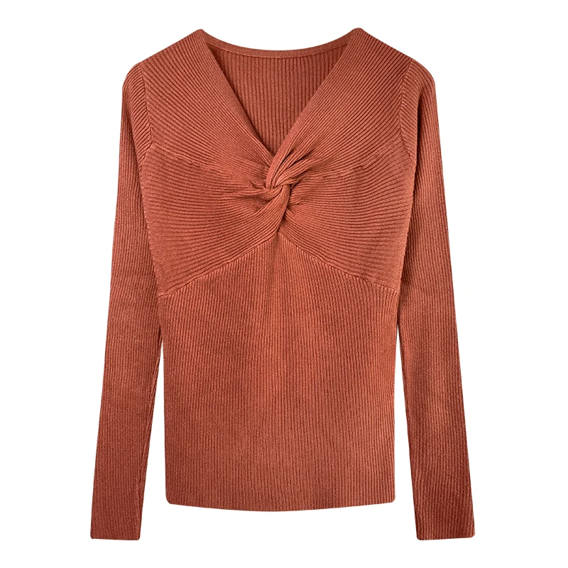 

Knitted All Match Women Sweater And Pullovers V-Neck Long-Sleeved Females Pulls Outwear Tops