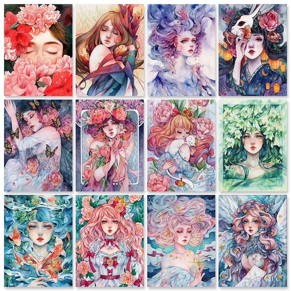 

ZOOYA 5D DIY Diamond Painting Cartoon Girl Full Square Round Diamond Embroidery Portrait Handmade Mosaic Kits Home Decor