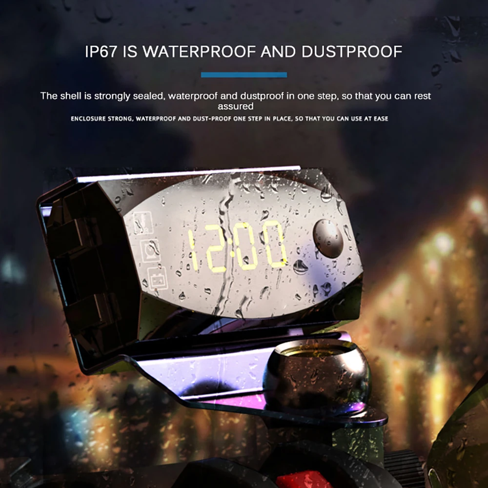 Мини цифровой вольтметр Амперметр 12 В 3 в 1 светодиодный дисплей часы термометр