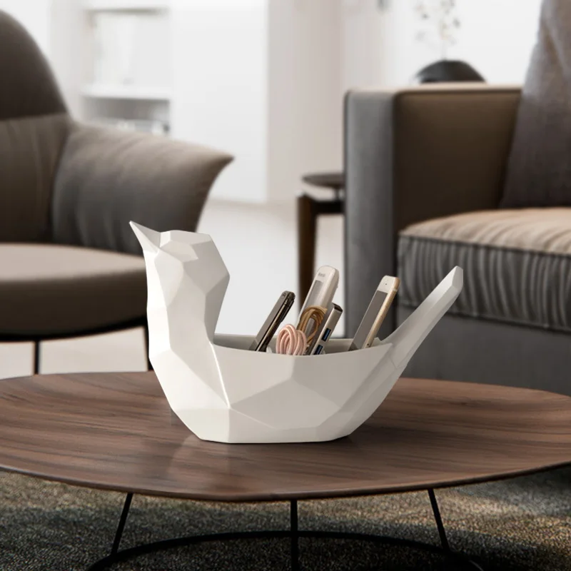 resin bird statue storage box office tools mobile phone stationery organizer of home decor modern desktop ornaments free global shipping