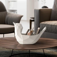 Resin Bird Statue Storage Box Office Tools Mobile Phone Stationery Organizer Home Decor Modern Desktop Ornaments