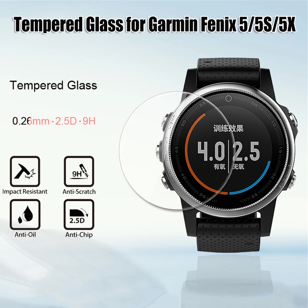 1/2 Pcs 9H Real Full Coverage Film Tempered Glass Watch Screen Protector for Garmin Fenix 5 Smart Phone Accessories | Электроника
