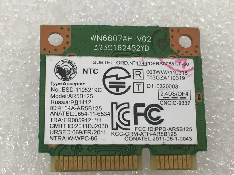 ,    Atheros AR5b125, Wi-Fi, Half Mini PCI-E  lenovo G400 G500 G405 G505 Z500 P500 G700