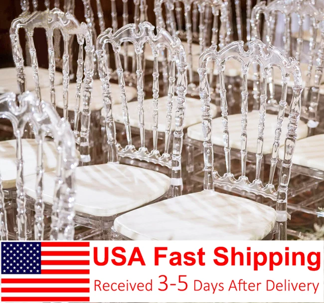 

Clear Crystal Side Chairs Chair USA Shipping Crystal Wedding Part Rent Stacking Chiavari Transparent Dining Ghost Whole Sale