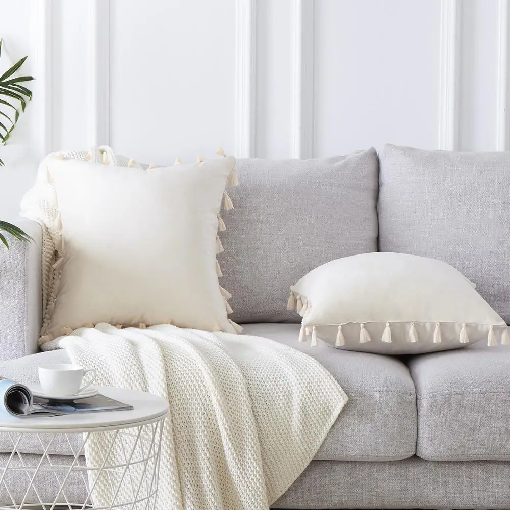 Мягкие бархатные наволочки декоративные подушки чехлы с кисточкой для дивана