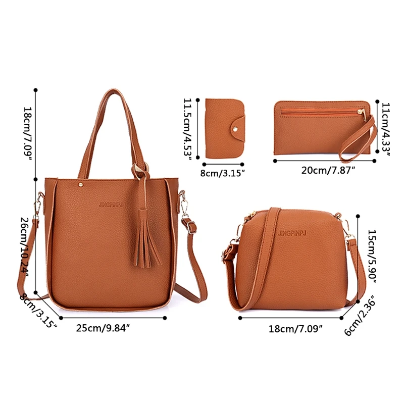 

2021 New 4pcs Women Lady Fashion Handbag Shoulder Bags Tote Purse Messenger Satchel Set